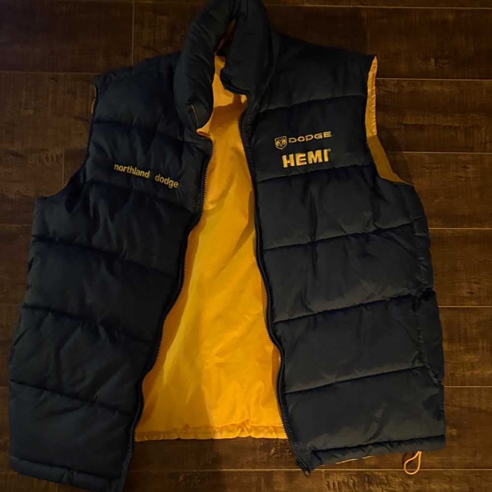Dodge HEMI Puffer Vest in Blue and Yellow